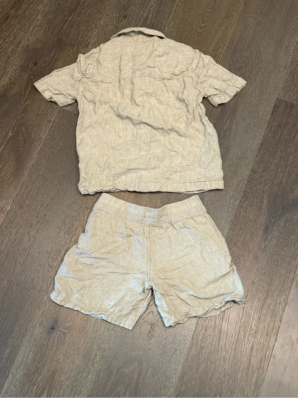 abercrombie kids Linen-Blend Short Set in Light Beige size 9/10